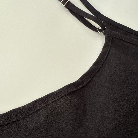 Black Camisole Tank Top Pearl Embellished Sheer Cami Minimalist Y2K Coquette M - Picture 9 of 11